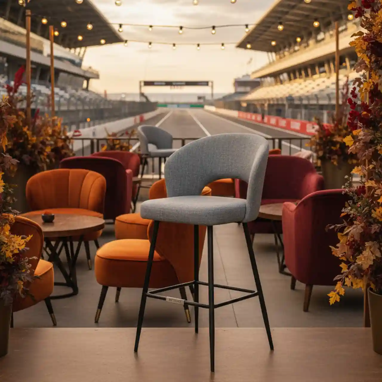 Стул барный Турин со спинкой серый