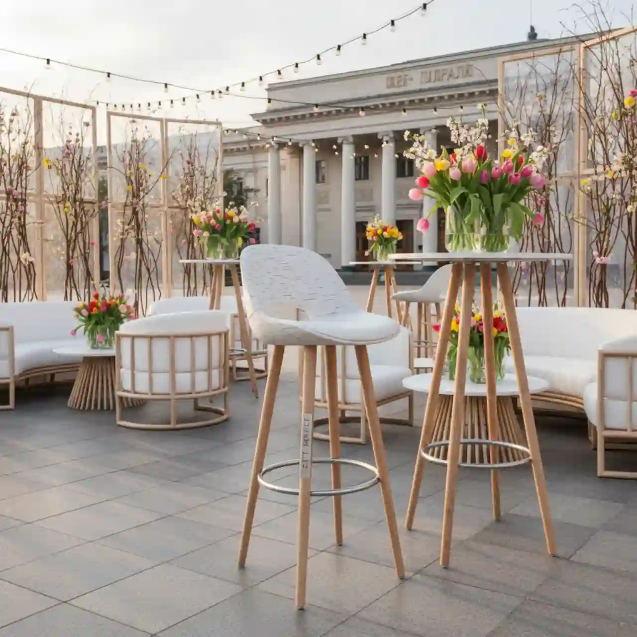 Стул барный Ува S белый береза с эффектом