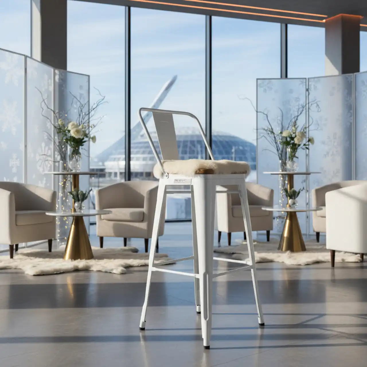 Стул барный с подлокотниками Tolix белый