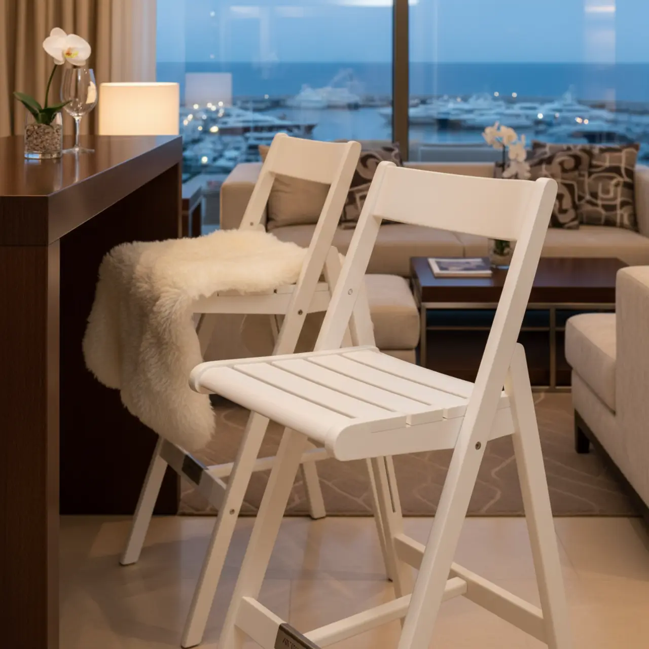 Стул барный складной белый деревянный Франклин