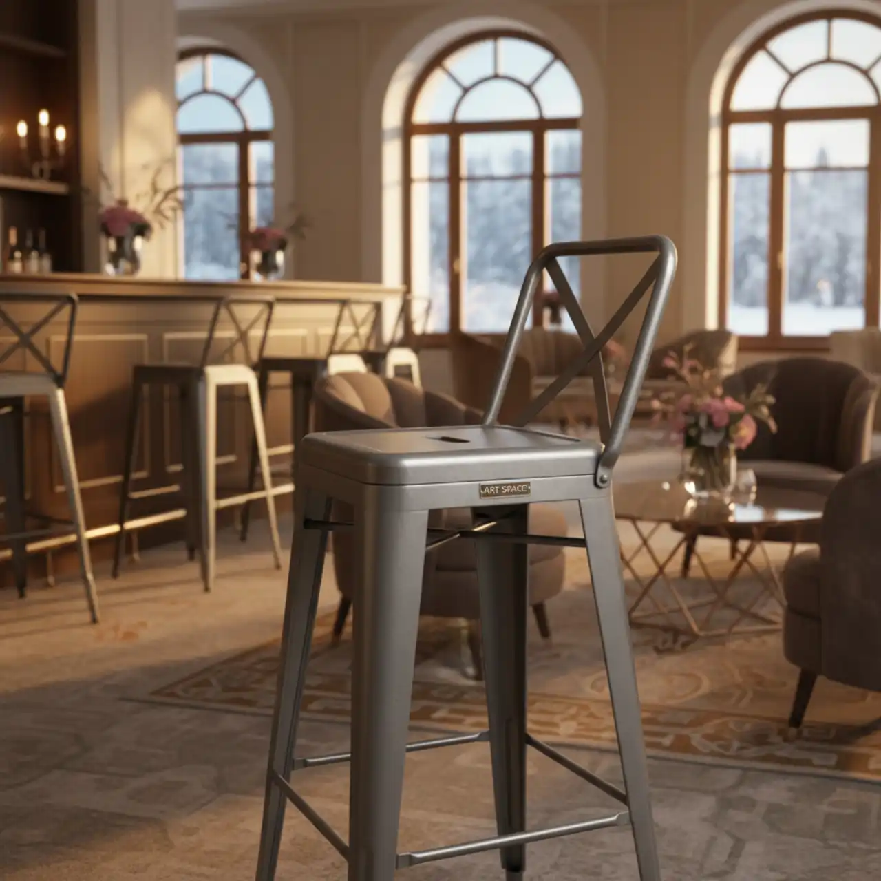 Стул барный серый металлический Tolix