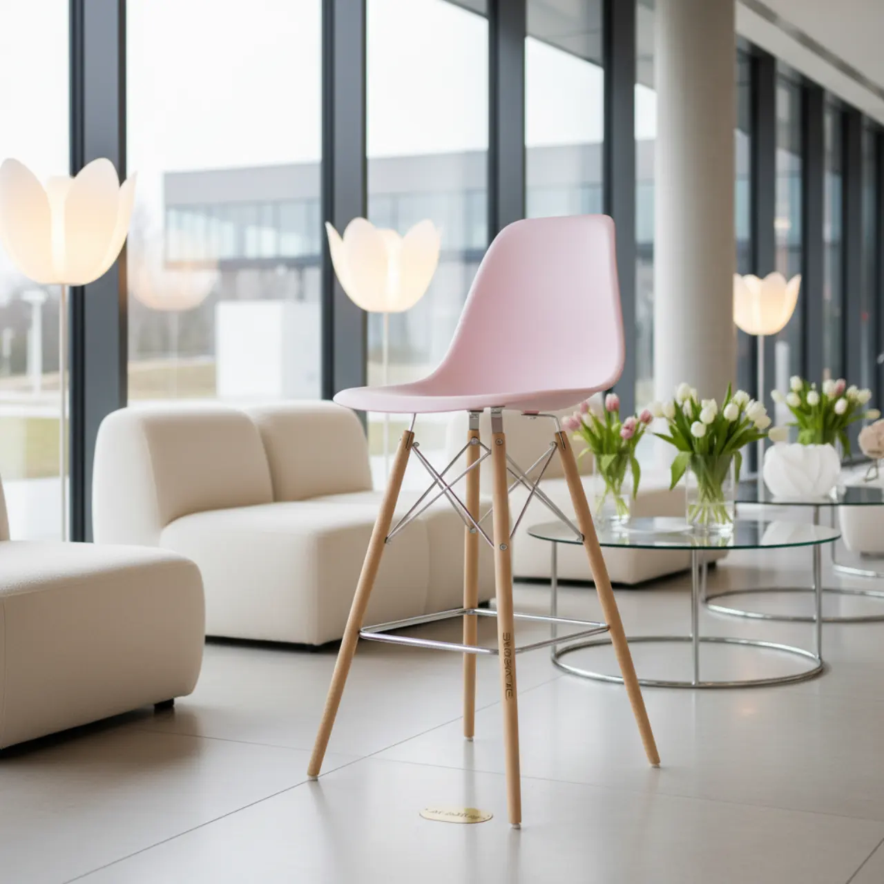 Стул барный розовый Eames DSW