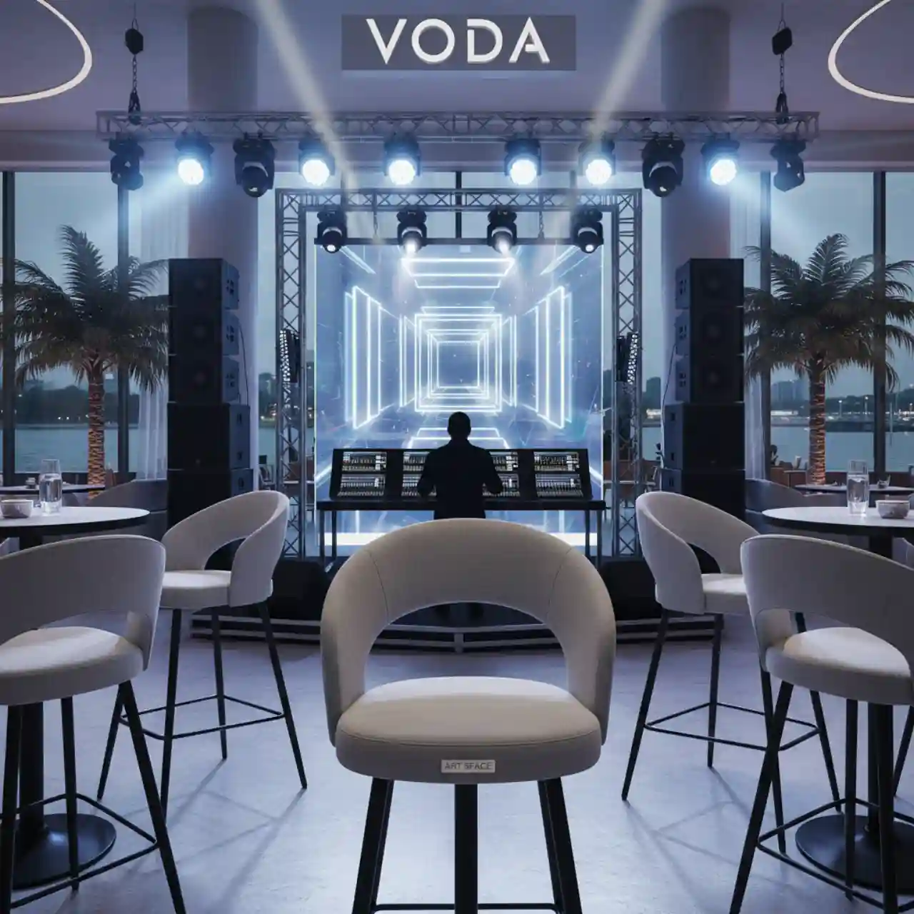 Стул барный светло серый Tyler