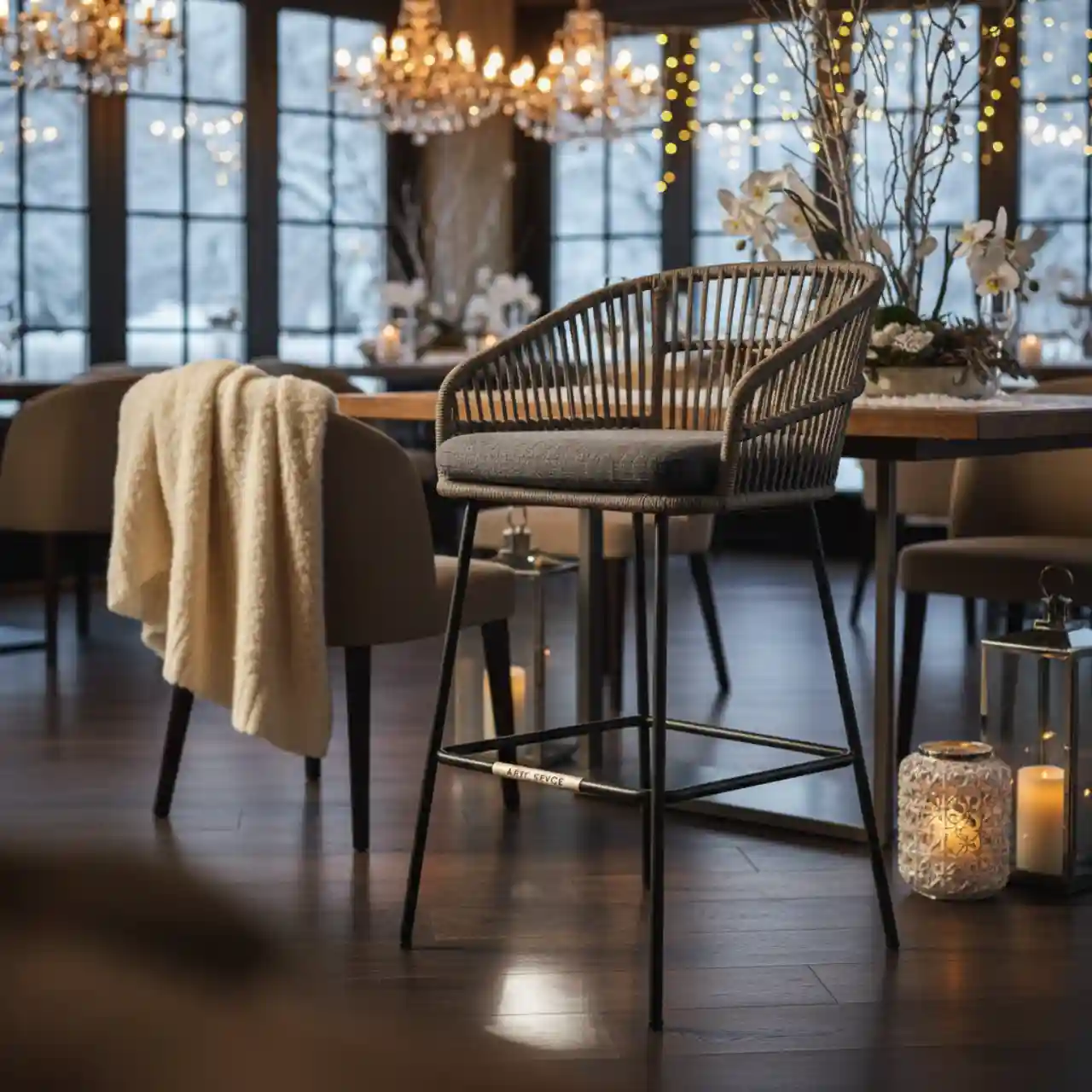 Стул барный плетеный Y G W Grey