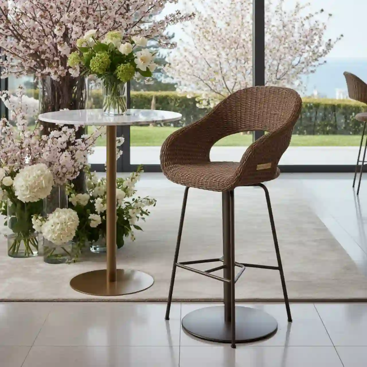 Стул барный плетеный Y A W Brown