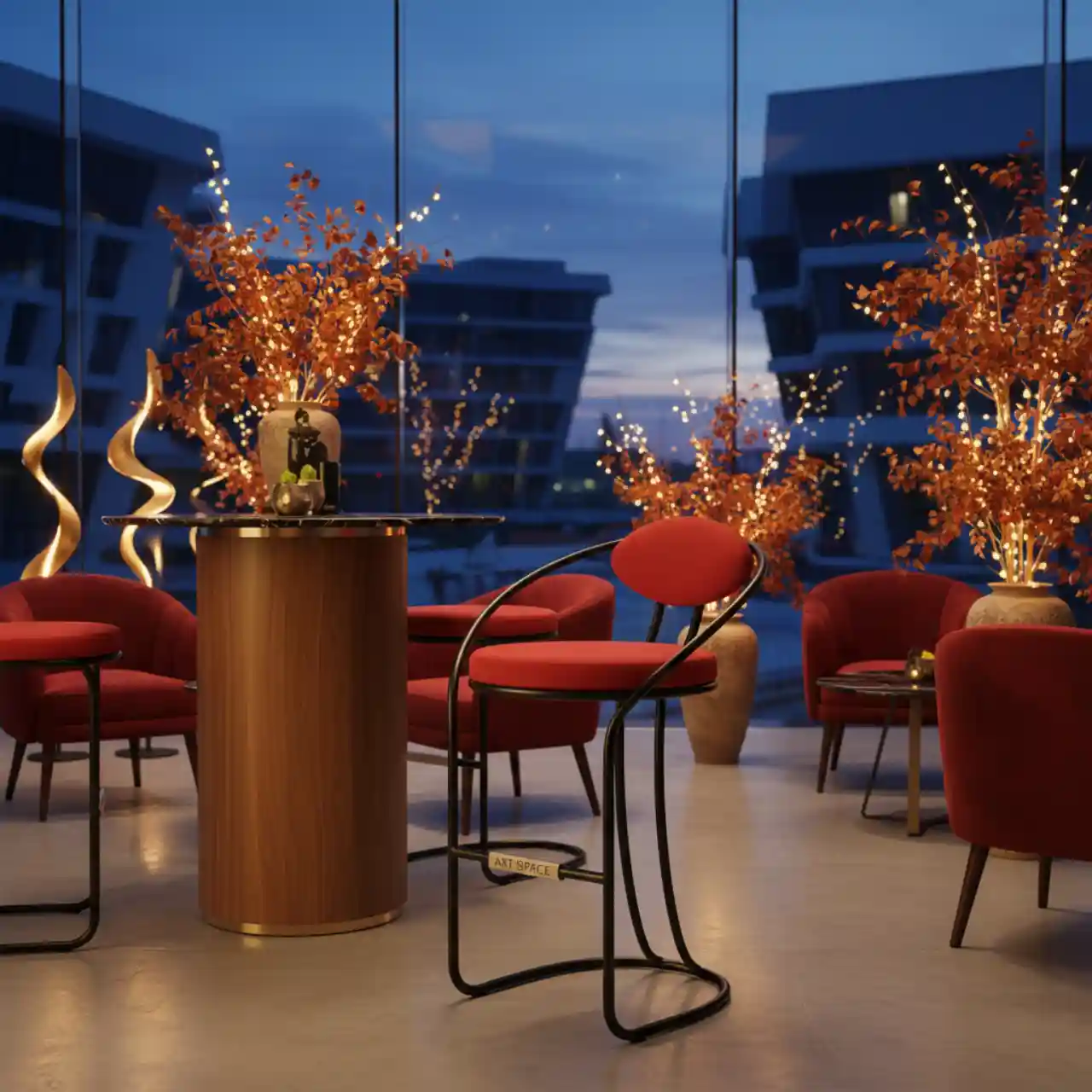 Стул барный Орбита красный черный