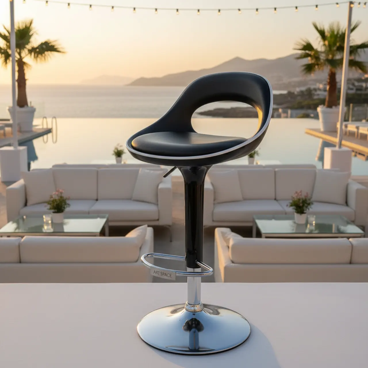 Стул барный ОРБИТА черно белый