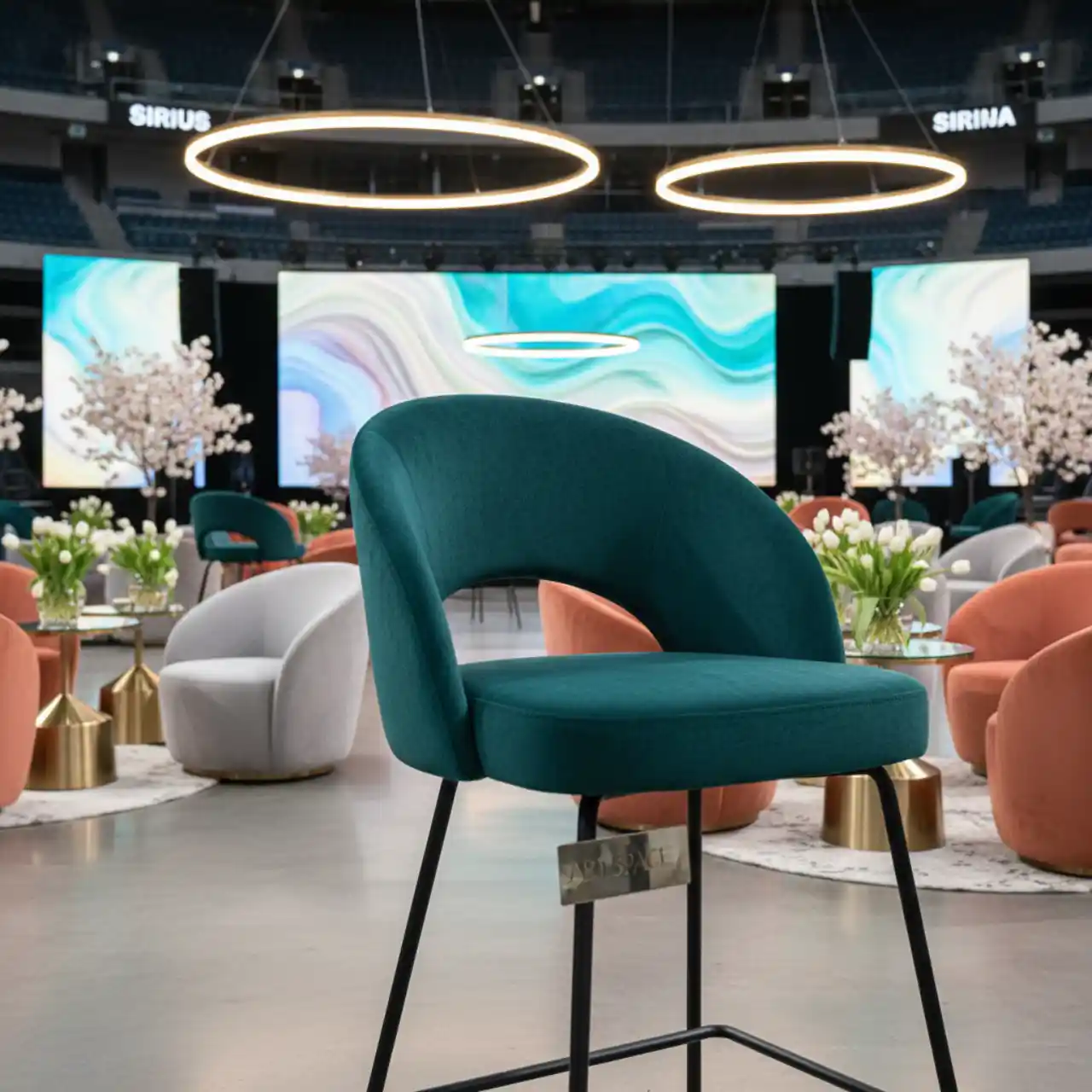 Стул барный Маллин велюр Velutto ножки черный металл