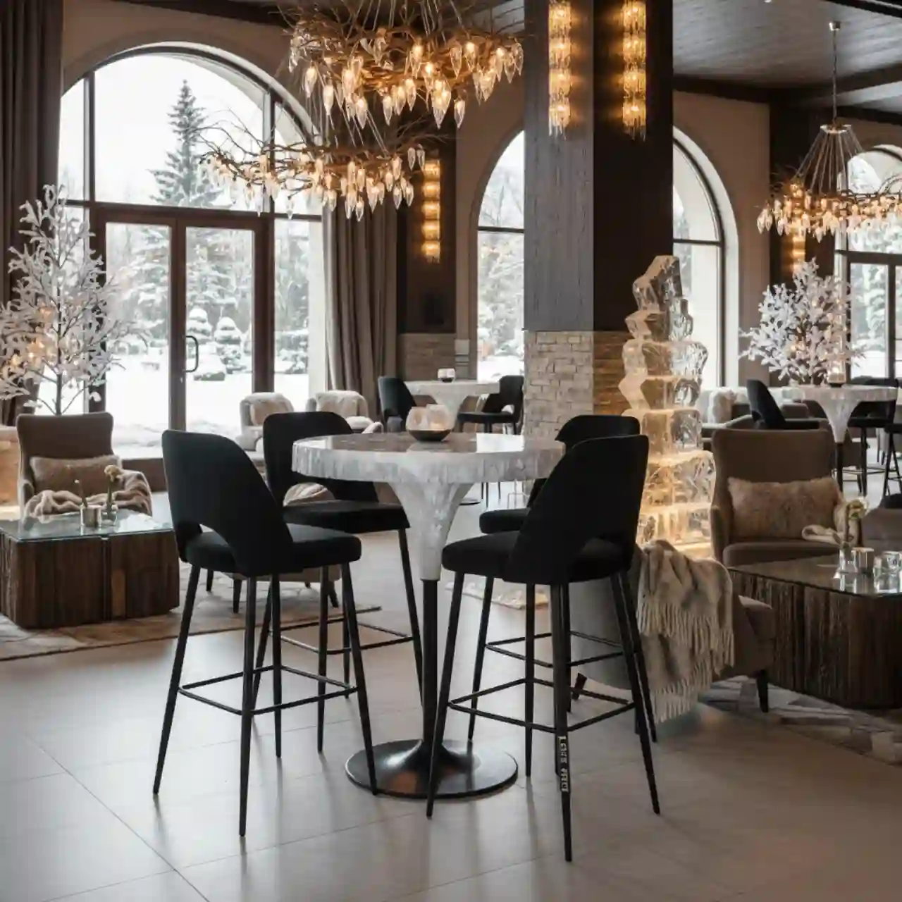 Стул барный Маллин велюр Velutto черные металлические ножки