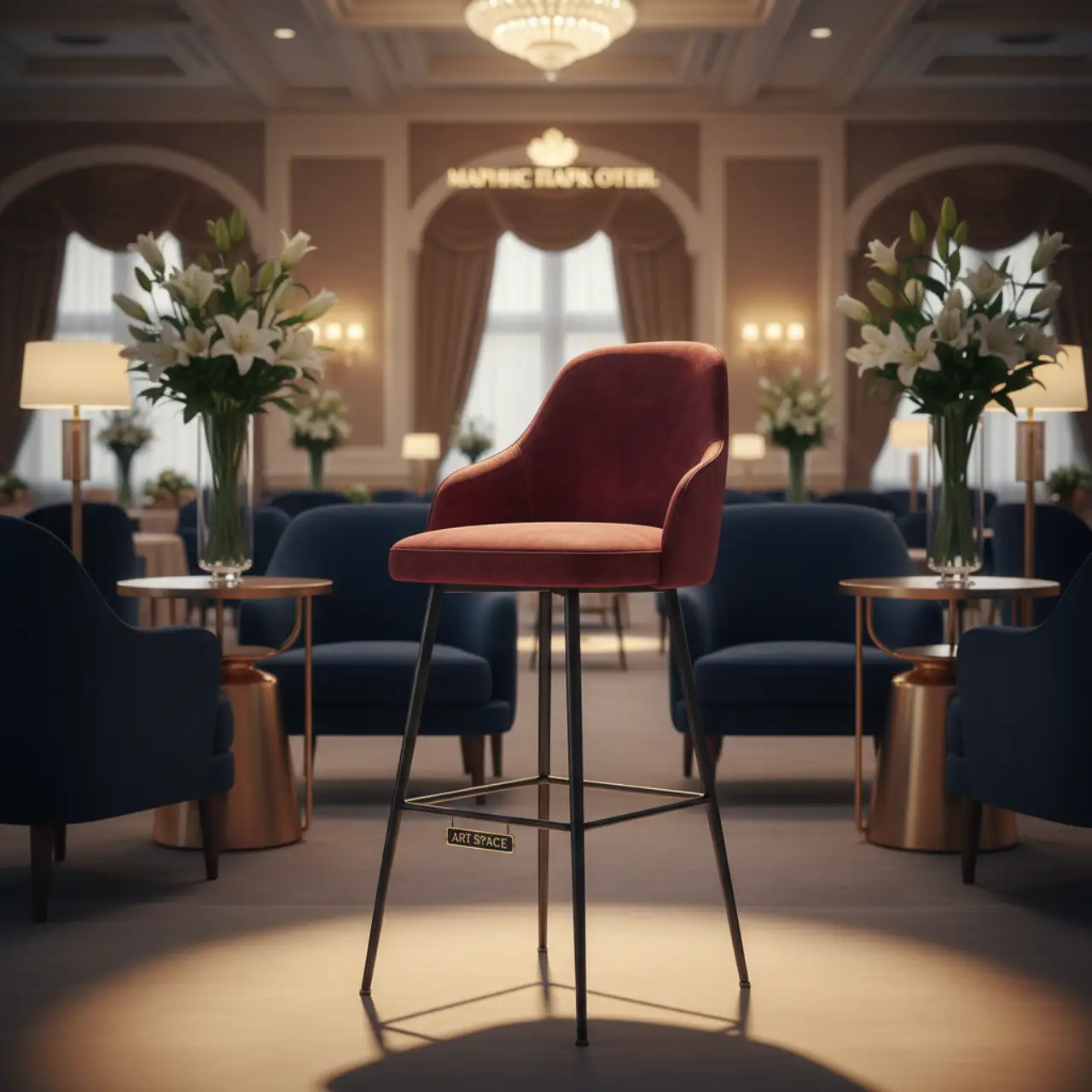 Стул барный Лион бордовый