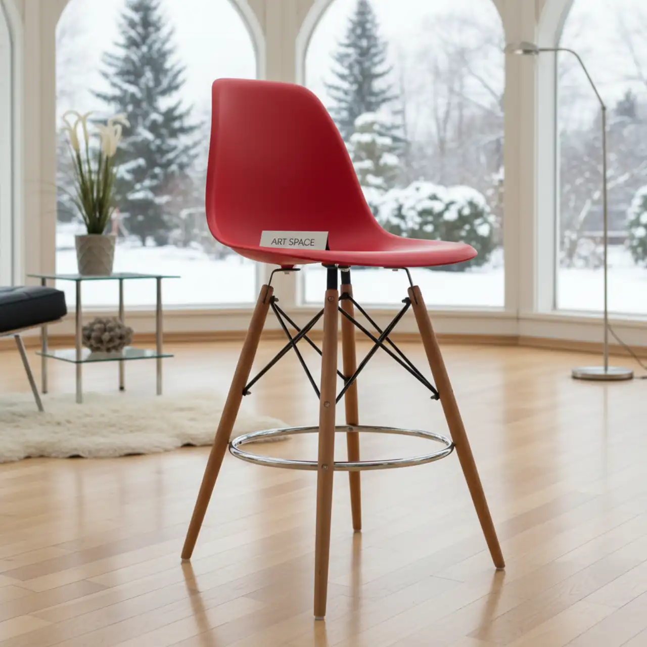 Стул барный красный Eames DSW