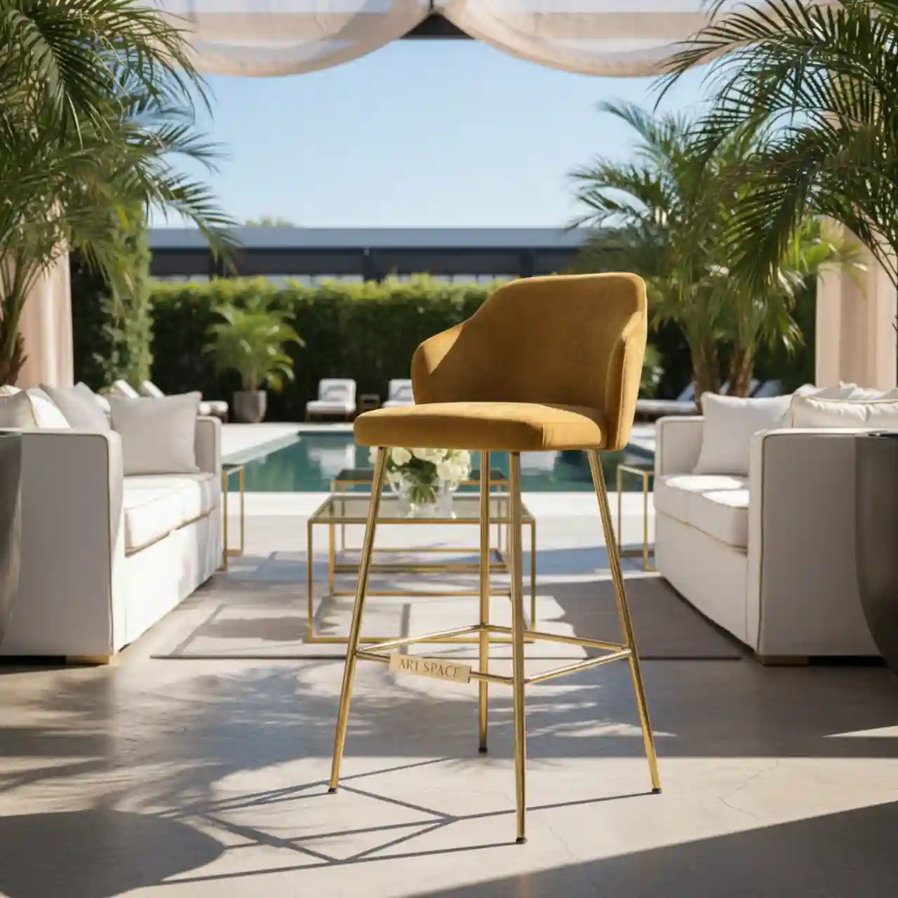 Стул барный Маллин велюр Palermo gold ножки металл