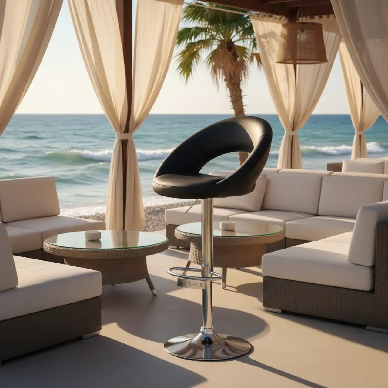 Стул барный Комфорт черный экокожа