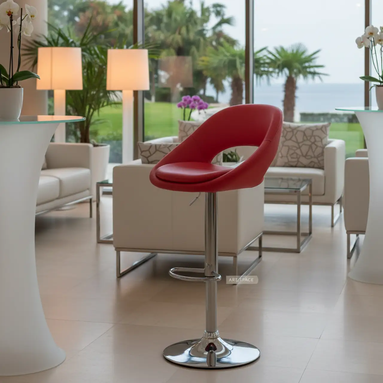 Стул барный красный из экокожи Zeta