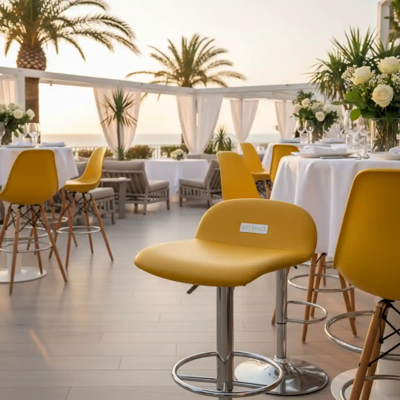 Стул барный желтый Eames DSW Butterfly