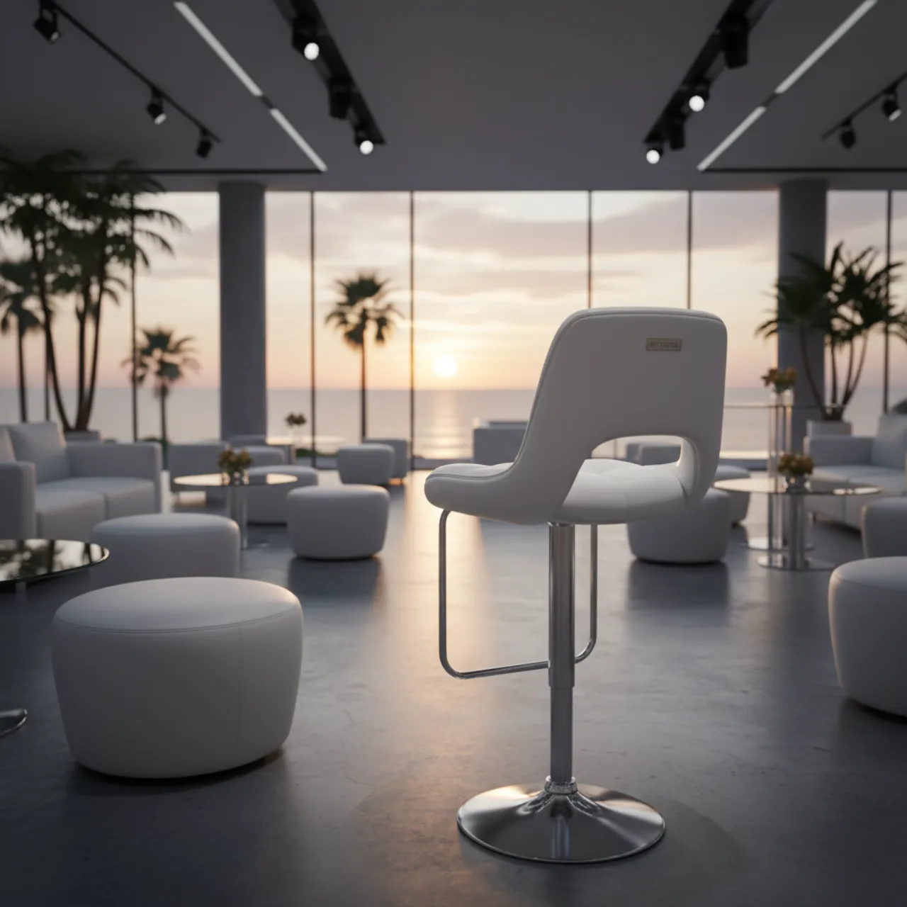 Стул барный дизайнерский со спинкой белый кожзам