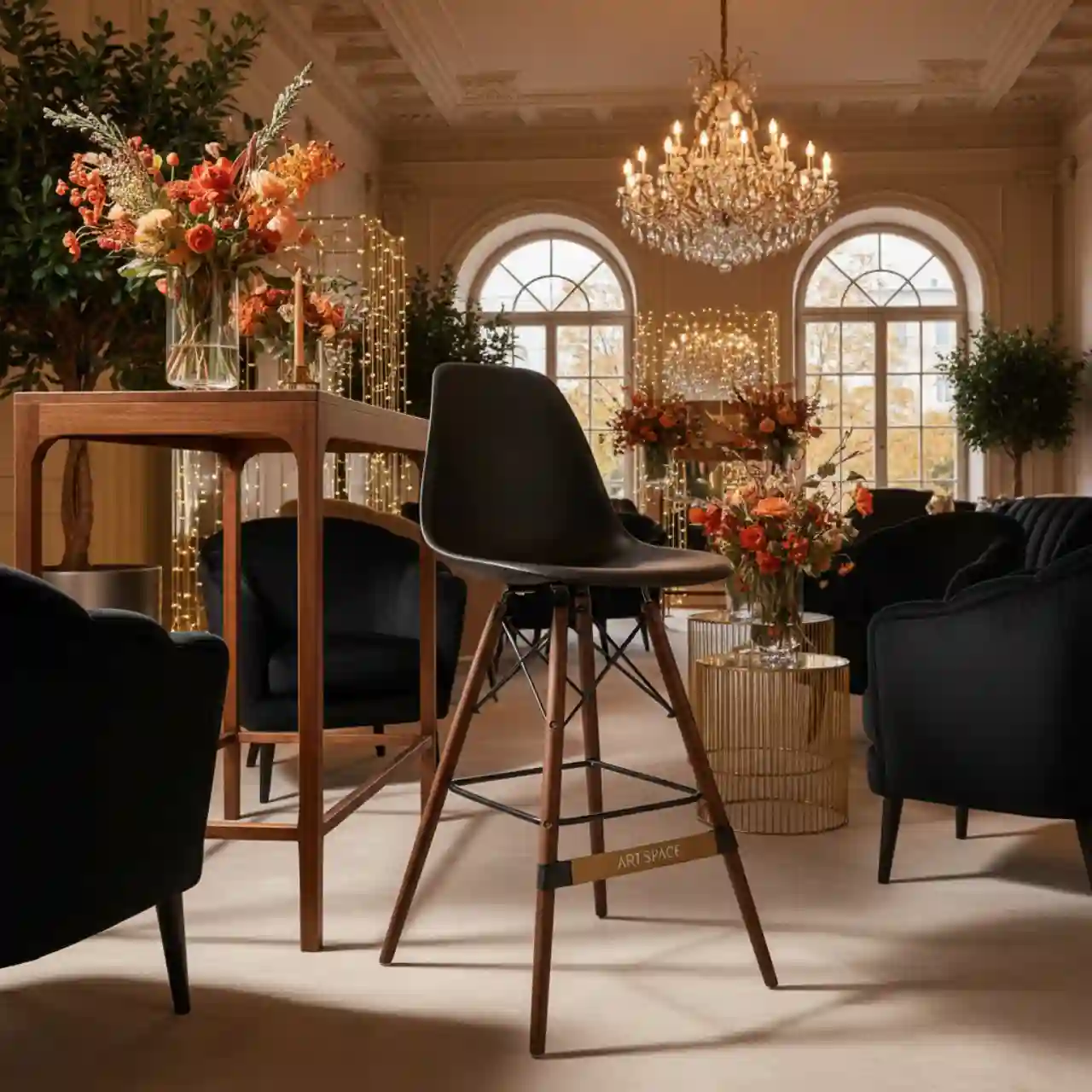 Стул барный дизайнерский Eames стиль DSW black