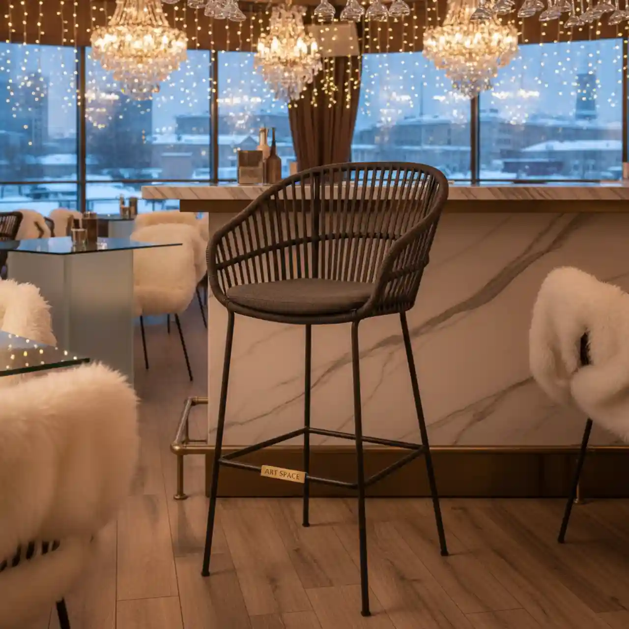 Стул барный из роупа MAR BCH st001 RAL8016 Mua коричневый