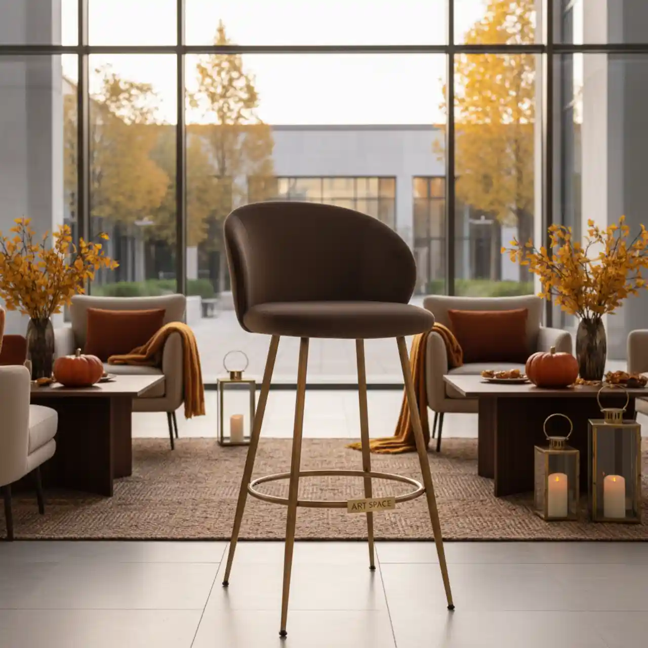 Стул барный велюр шоколадный Berlin