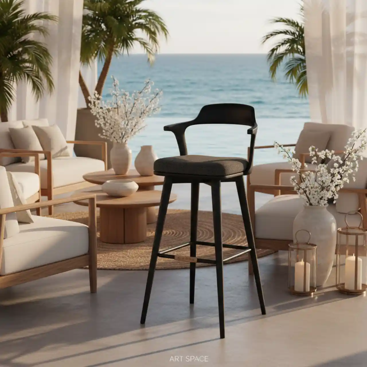 Стул барный деревянный черный Irony