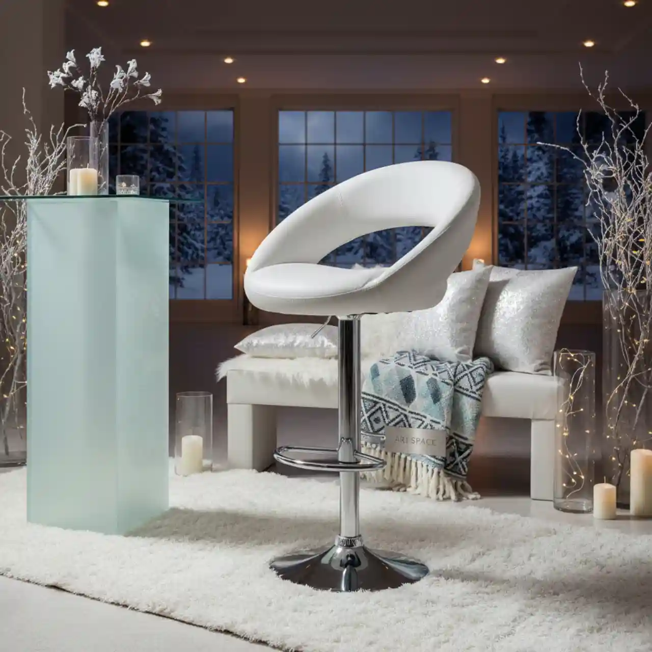 Стул барный белый из экокожи Zeta