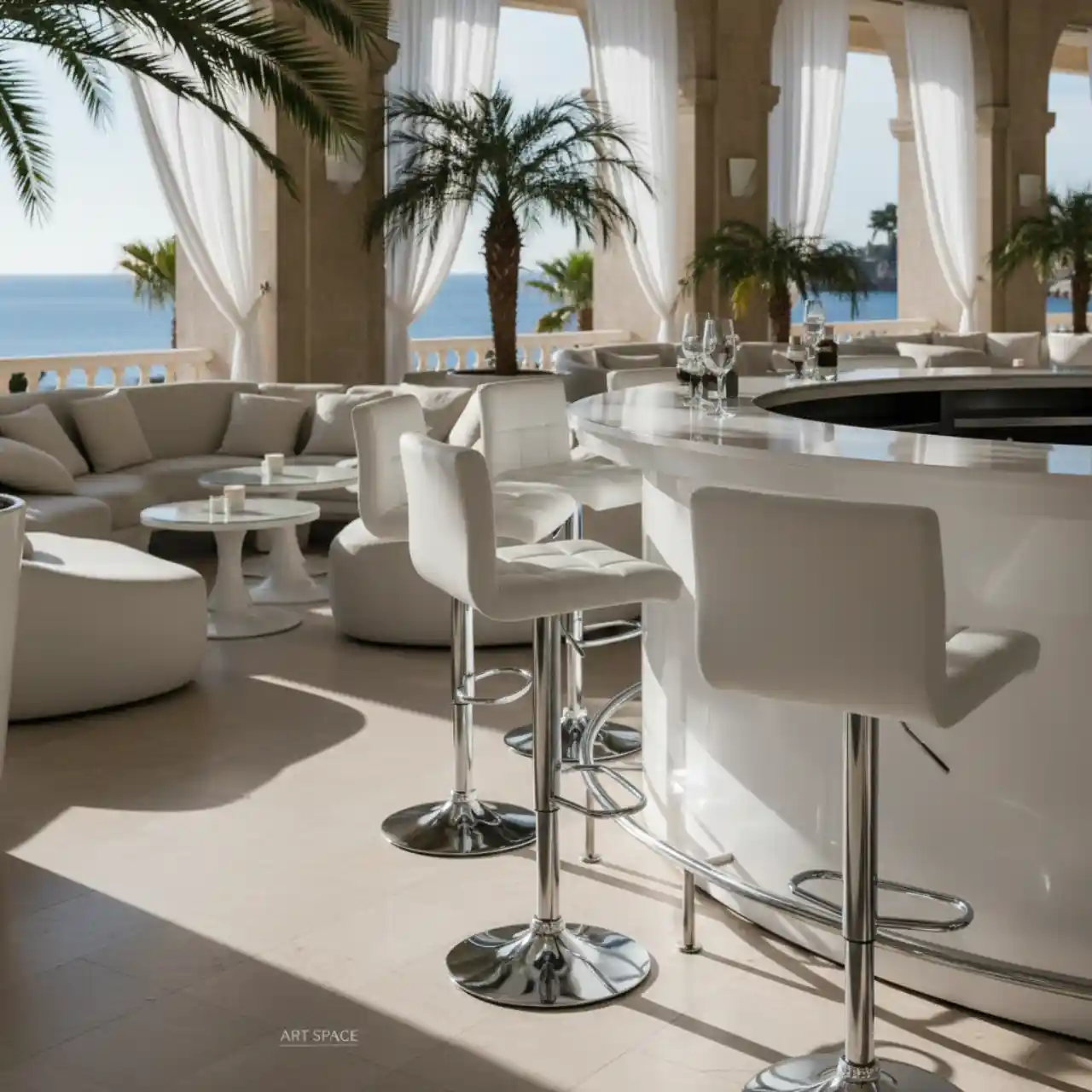 Стул барный белый экокожа Zeta