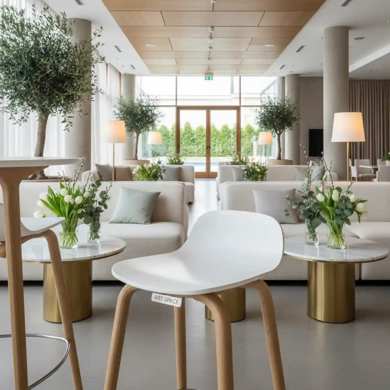 Стул барный белый Wood