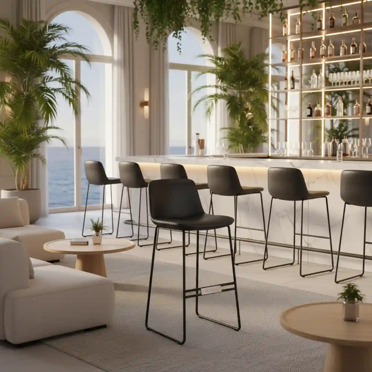 Стул барный без подлокотников черный Крюгер