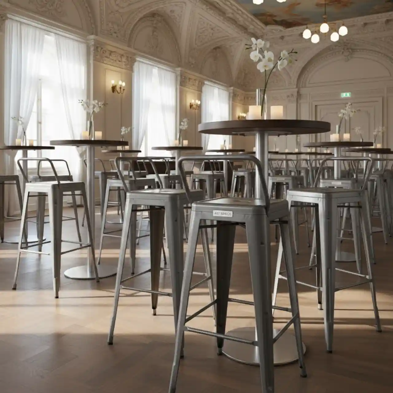 Стул барный Tolix серый металл