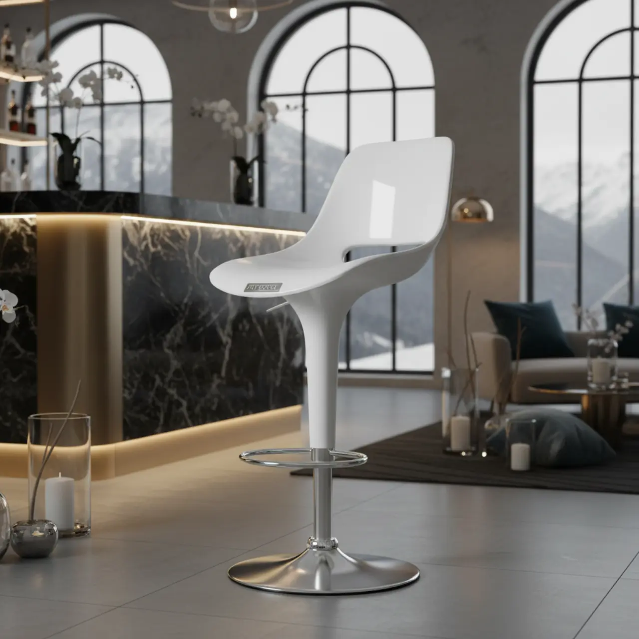 Стул барный белый Hi Tech