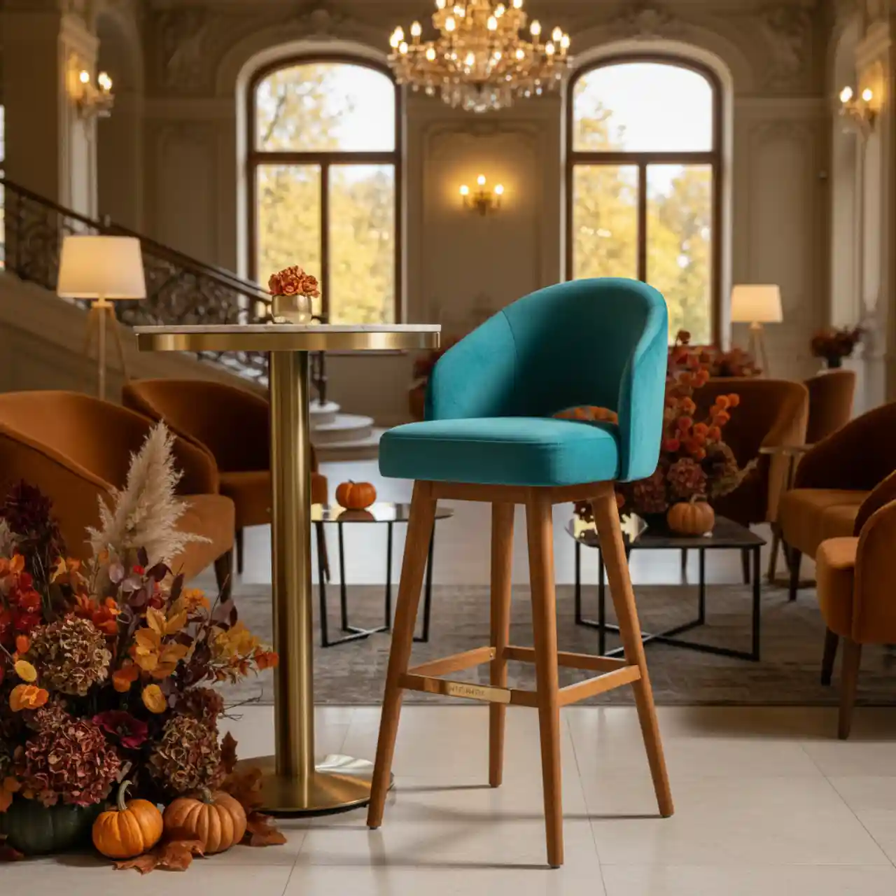 Стул барный Richy ткань бирюзовый