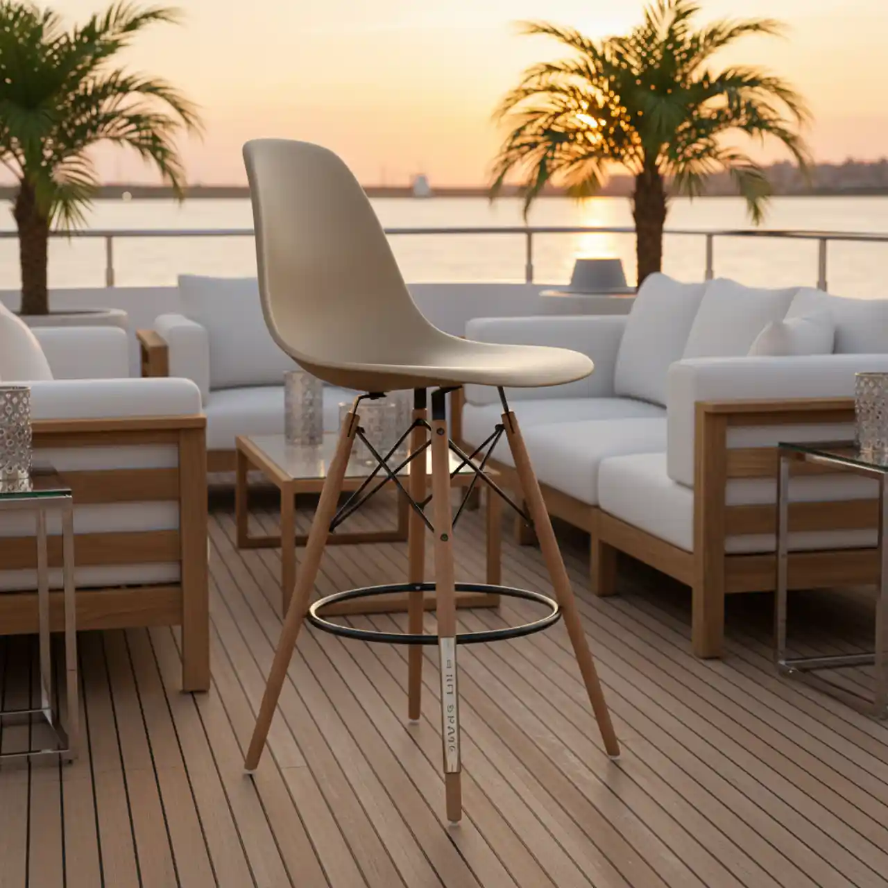 Стул барный бежевый Eames DSW