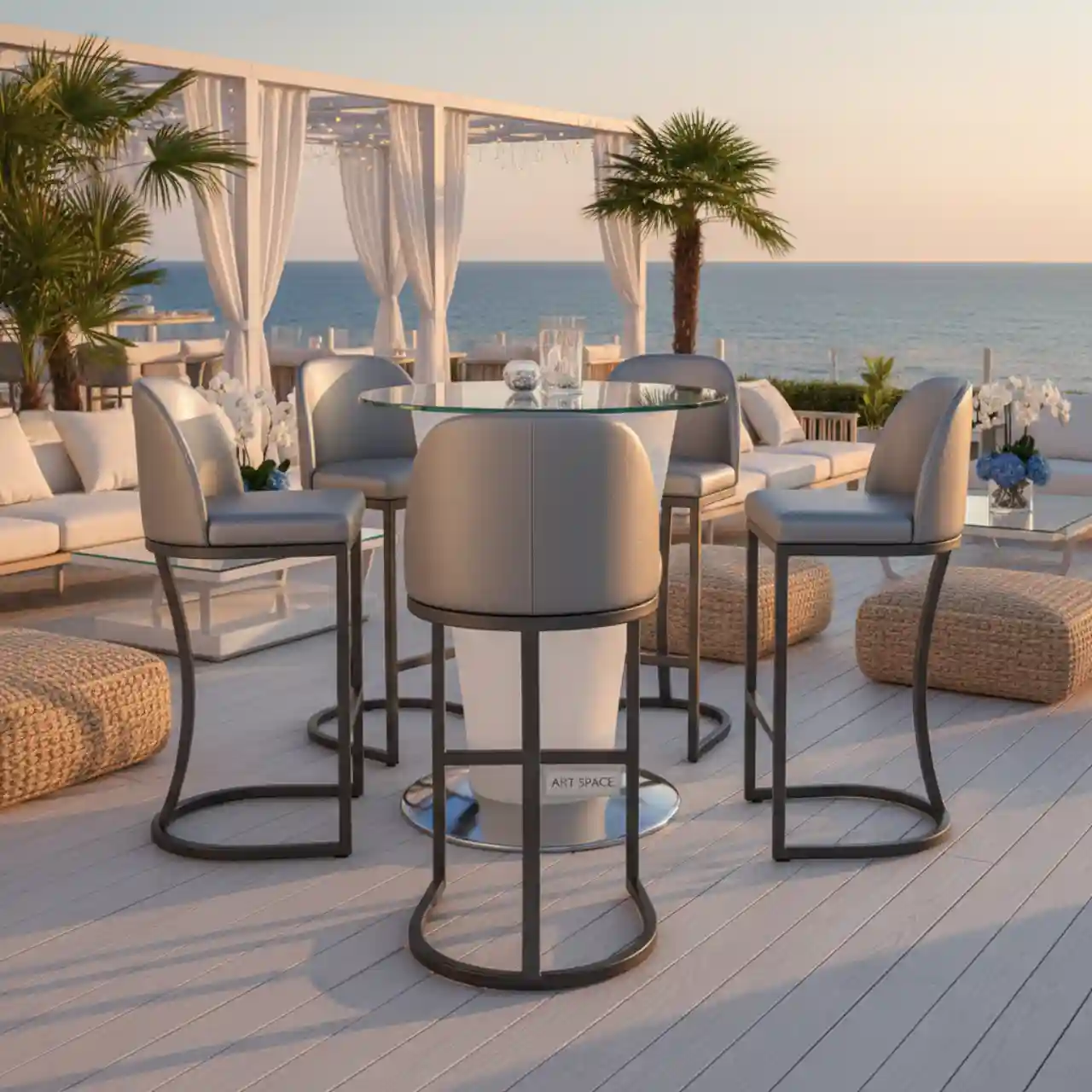 Стул барный TEXAS экокожа серый