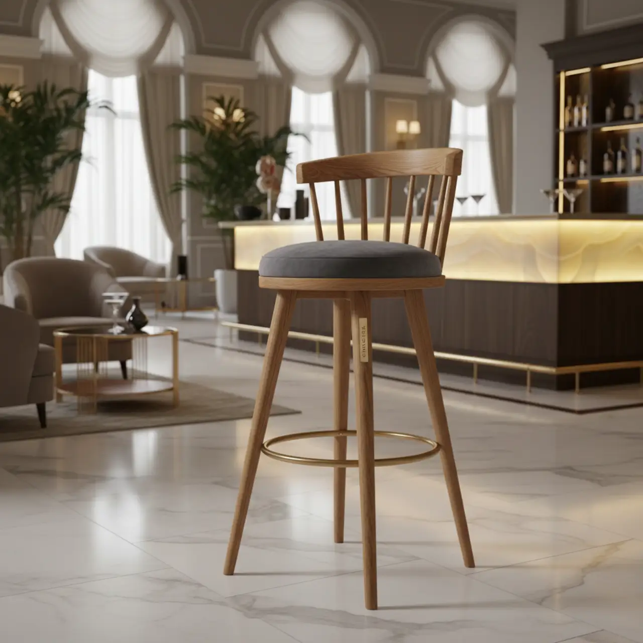 Стул барный Marta дуб натуральный массив дуба