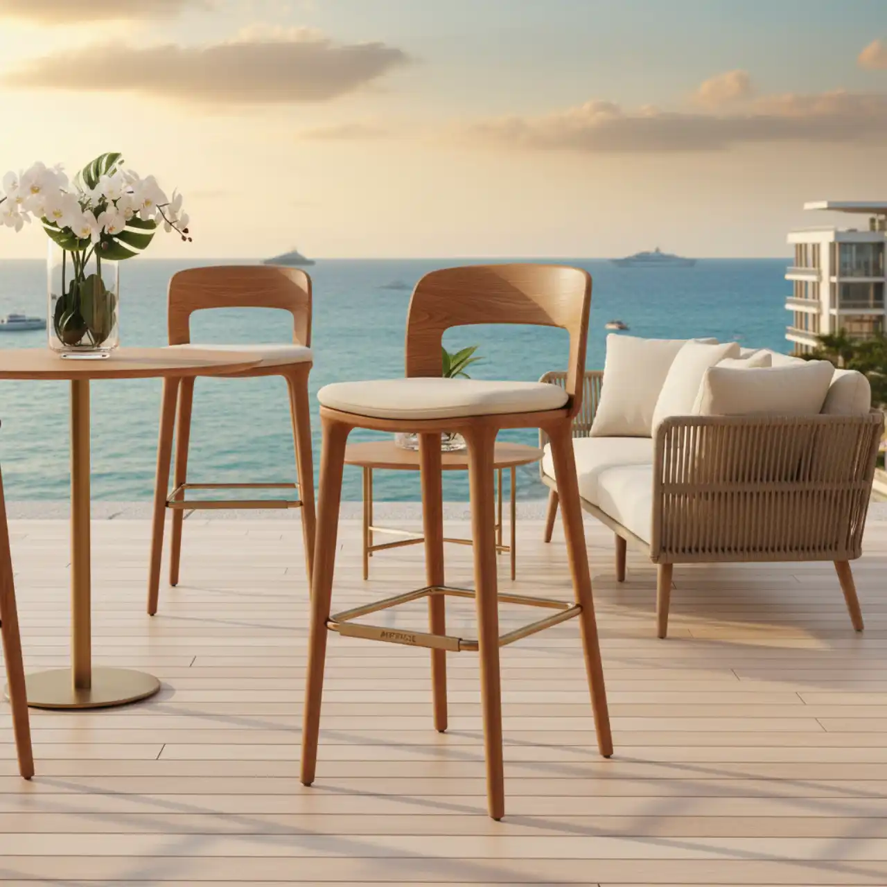 Стул барный Marta дуб натуральный коньяк массив дуба