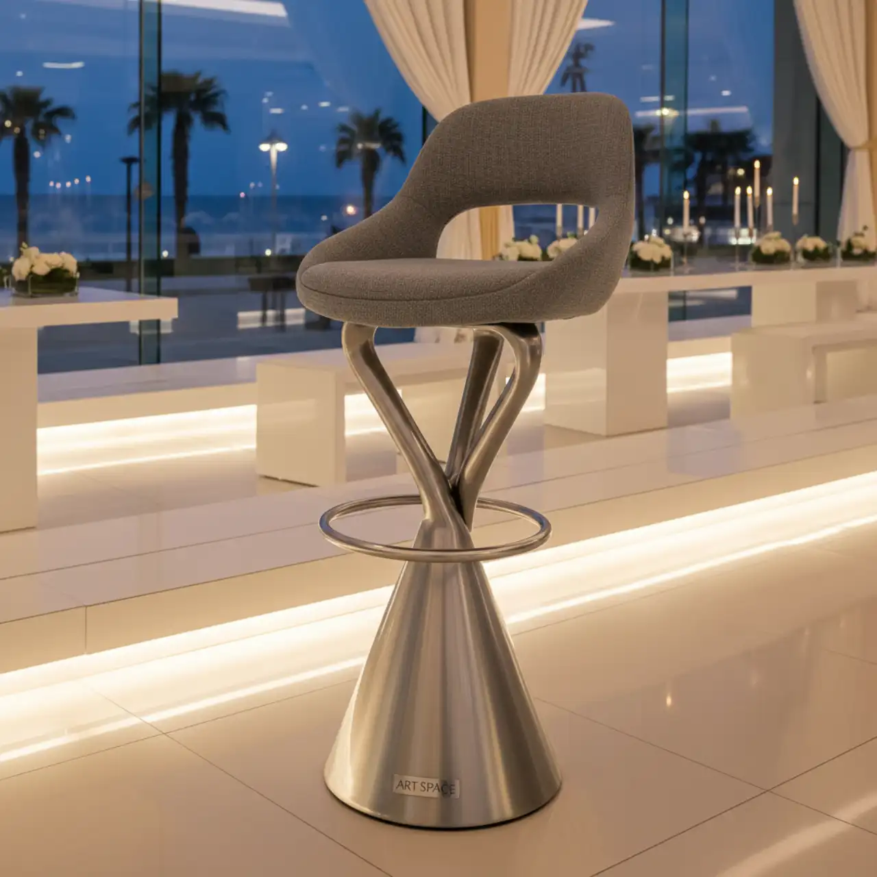 Стул барный Mobius Bar Cross Conus серый