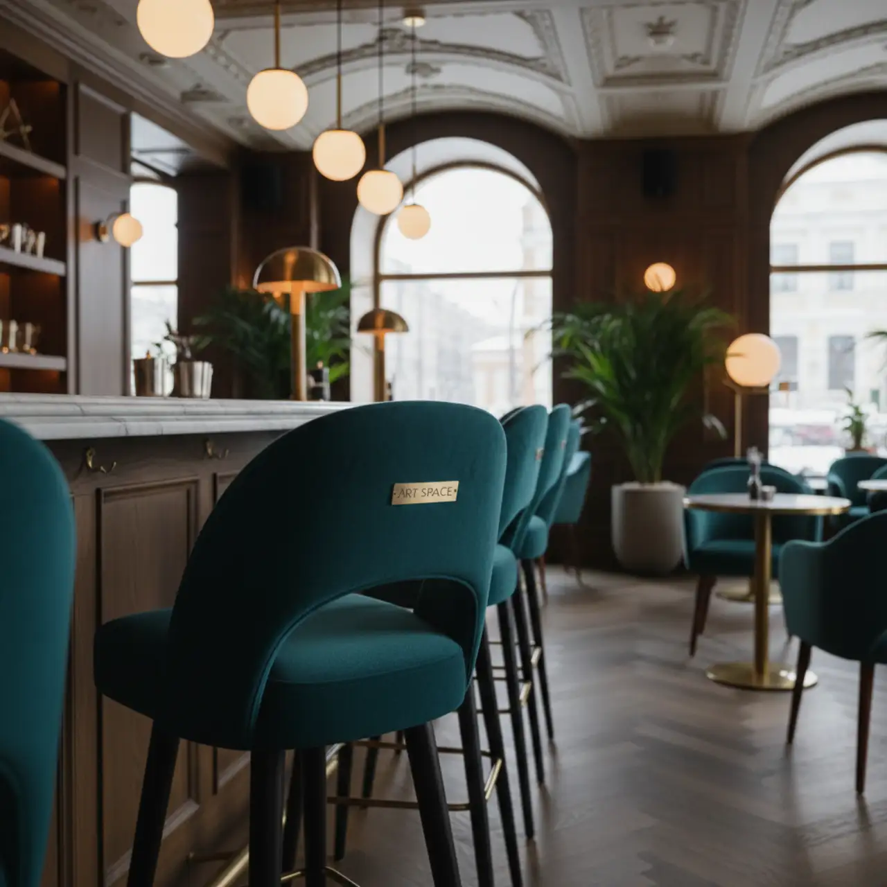 Стул барный Mars велюр Вэлла ножки бук морилка черная