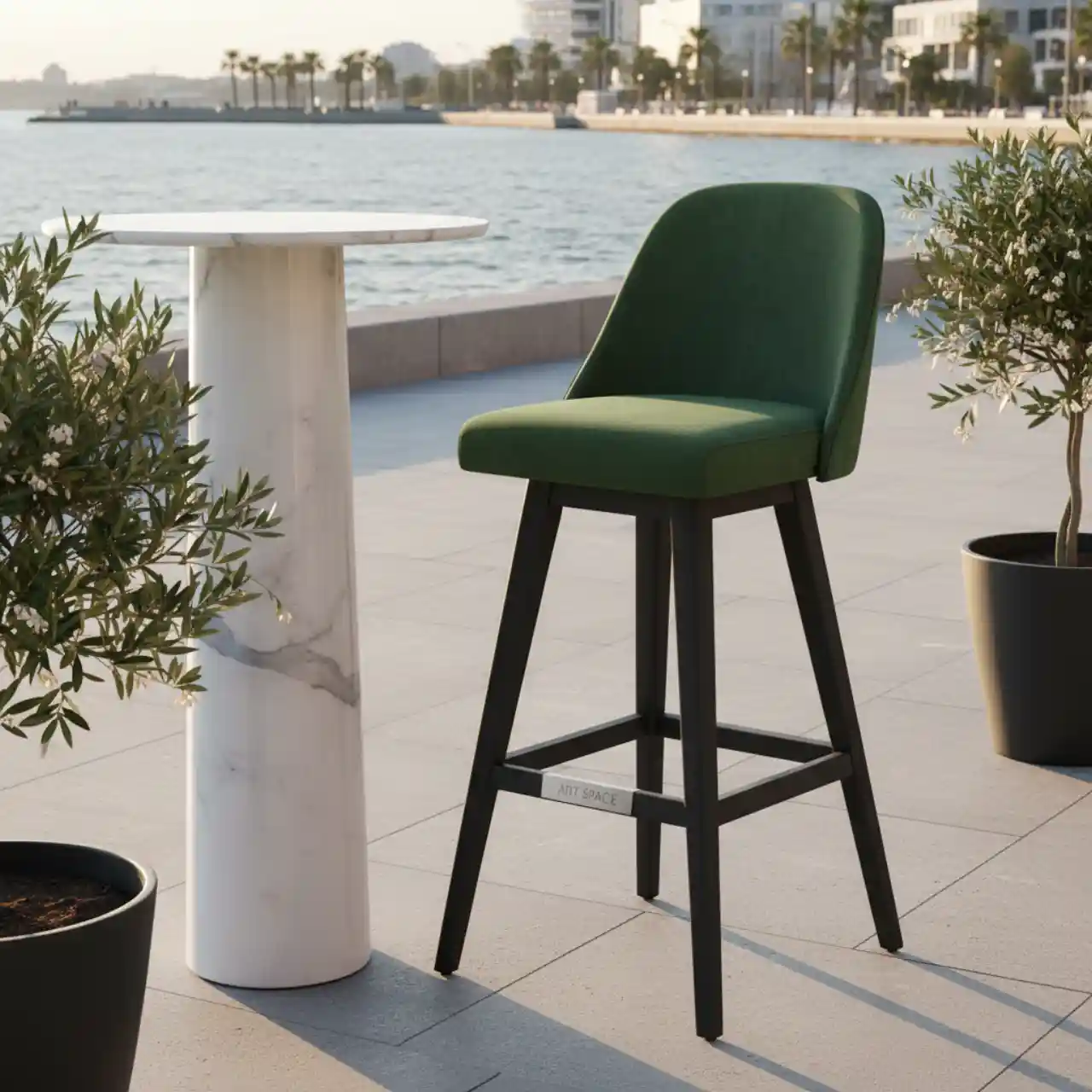 Стул барный Mars велюр Вэлла ножки бук черная морилка