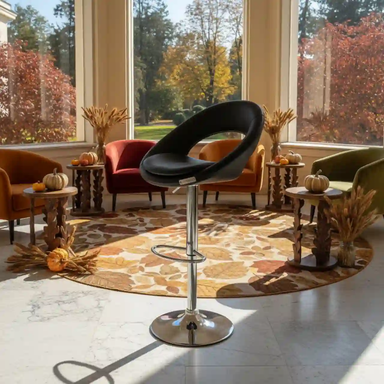 Стул барный Lem из экокожи черный