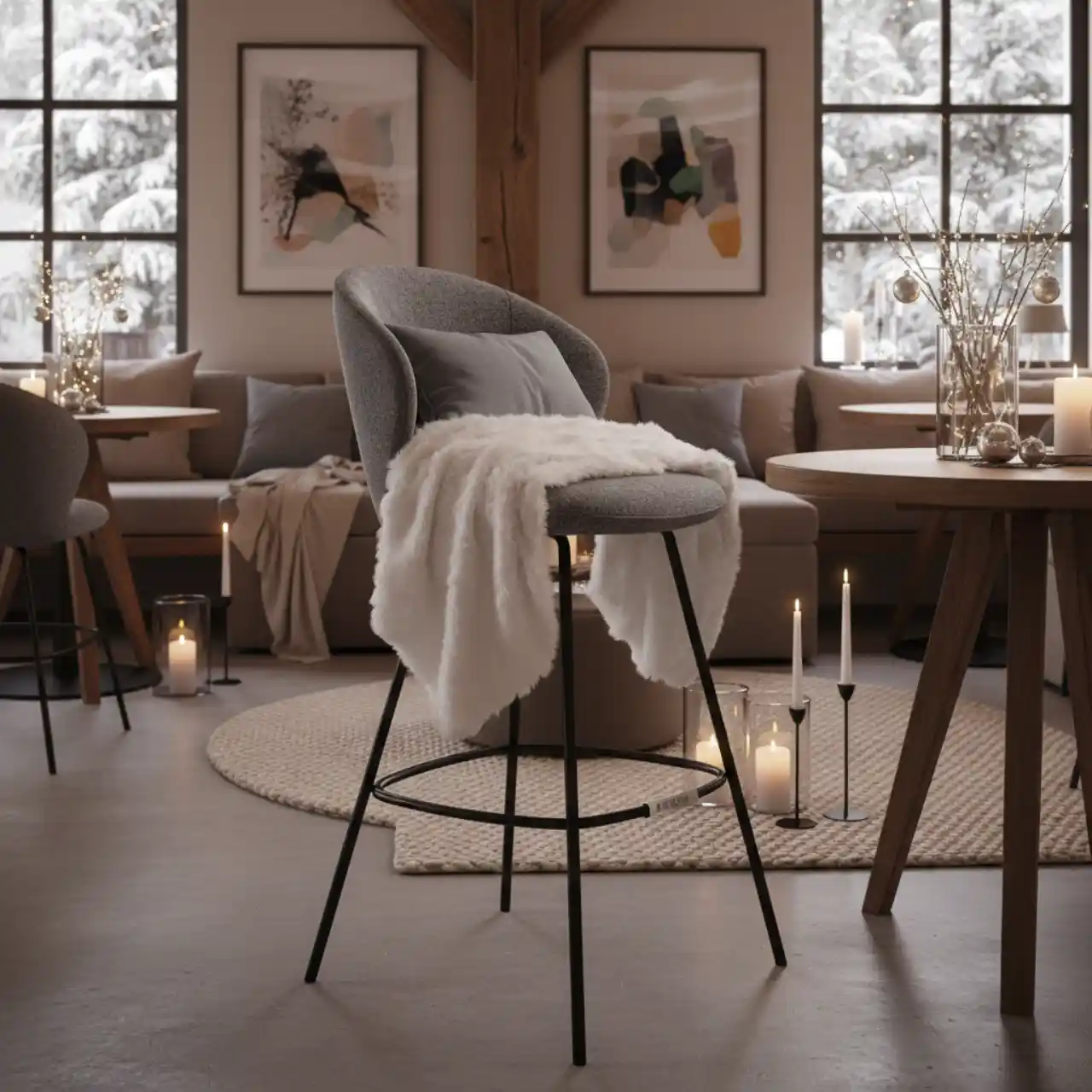 Стул барный Grindsted серый