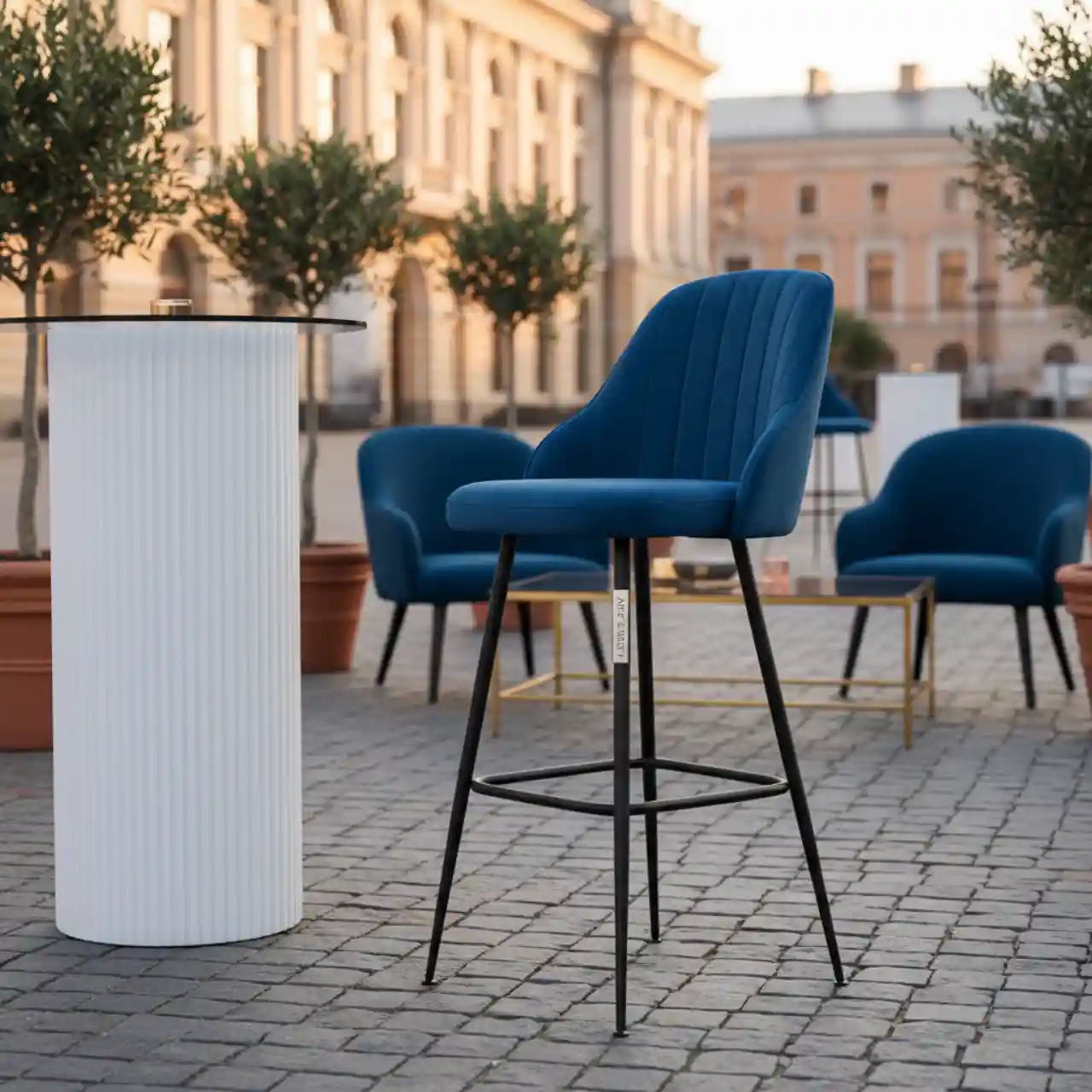 Стул барный Hawaii велюр Velutto металл черный муар