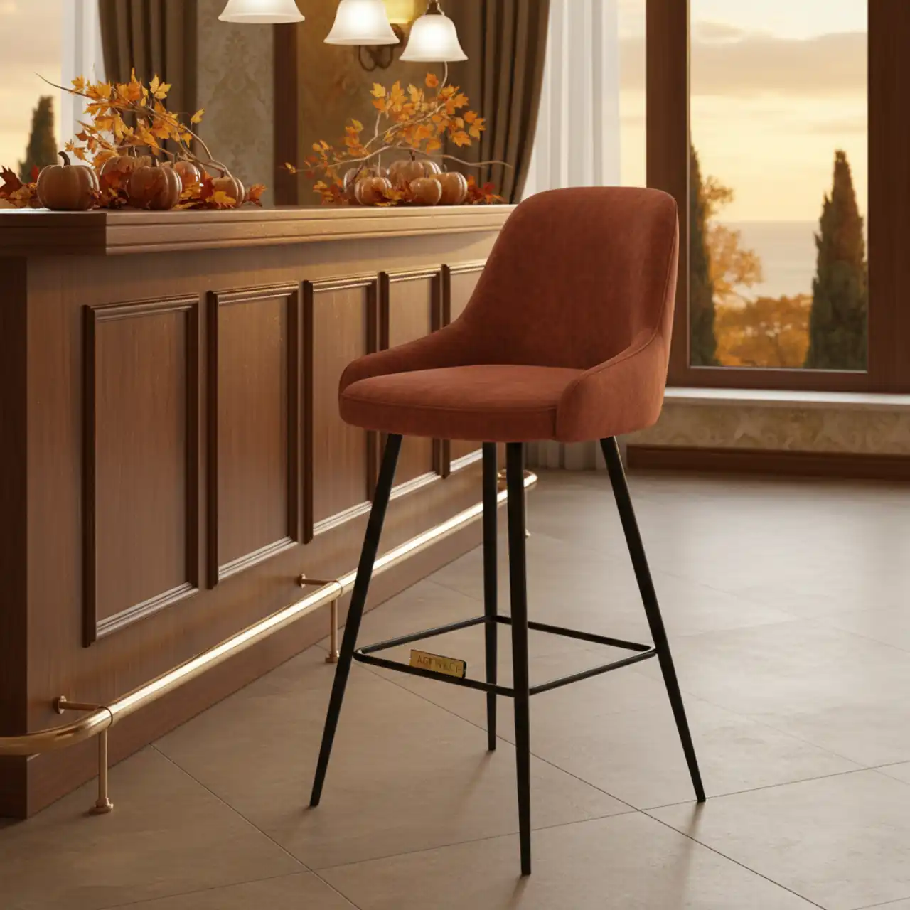 Стул барный Hawaii велюр Velutto ножки металл черный