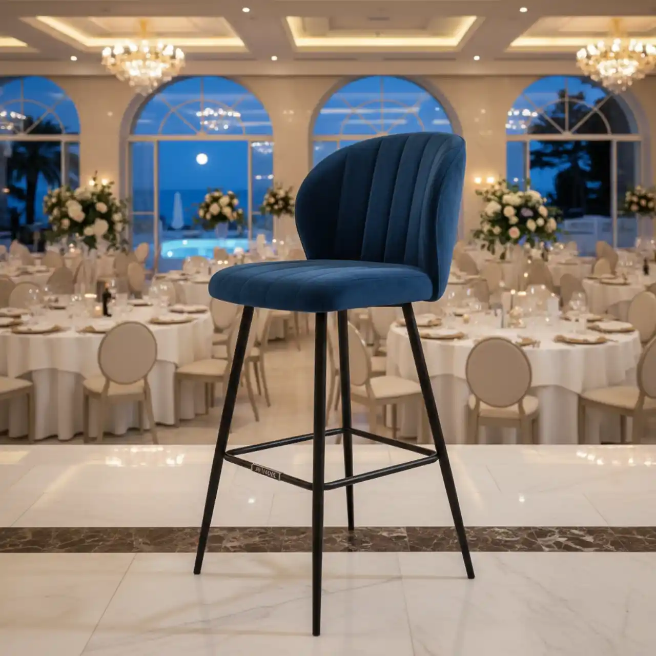 Стул барный Hawaii велюр Velutto ножки металл черный муар