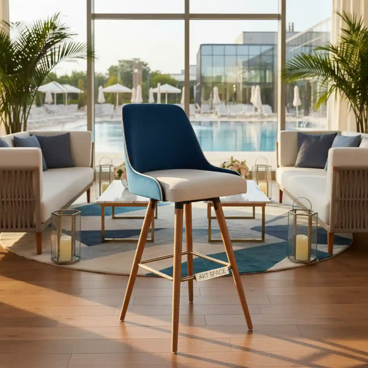 Стул барный Fly комбинированный велюр ножки бук