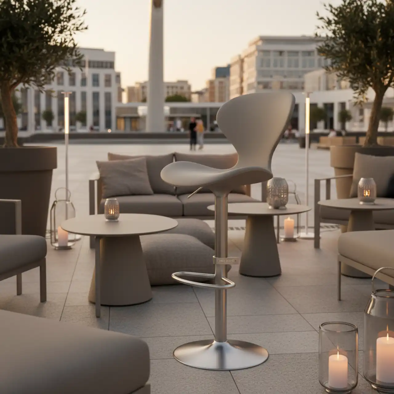 Стул барный Flow серо бежевый RAL