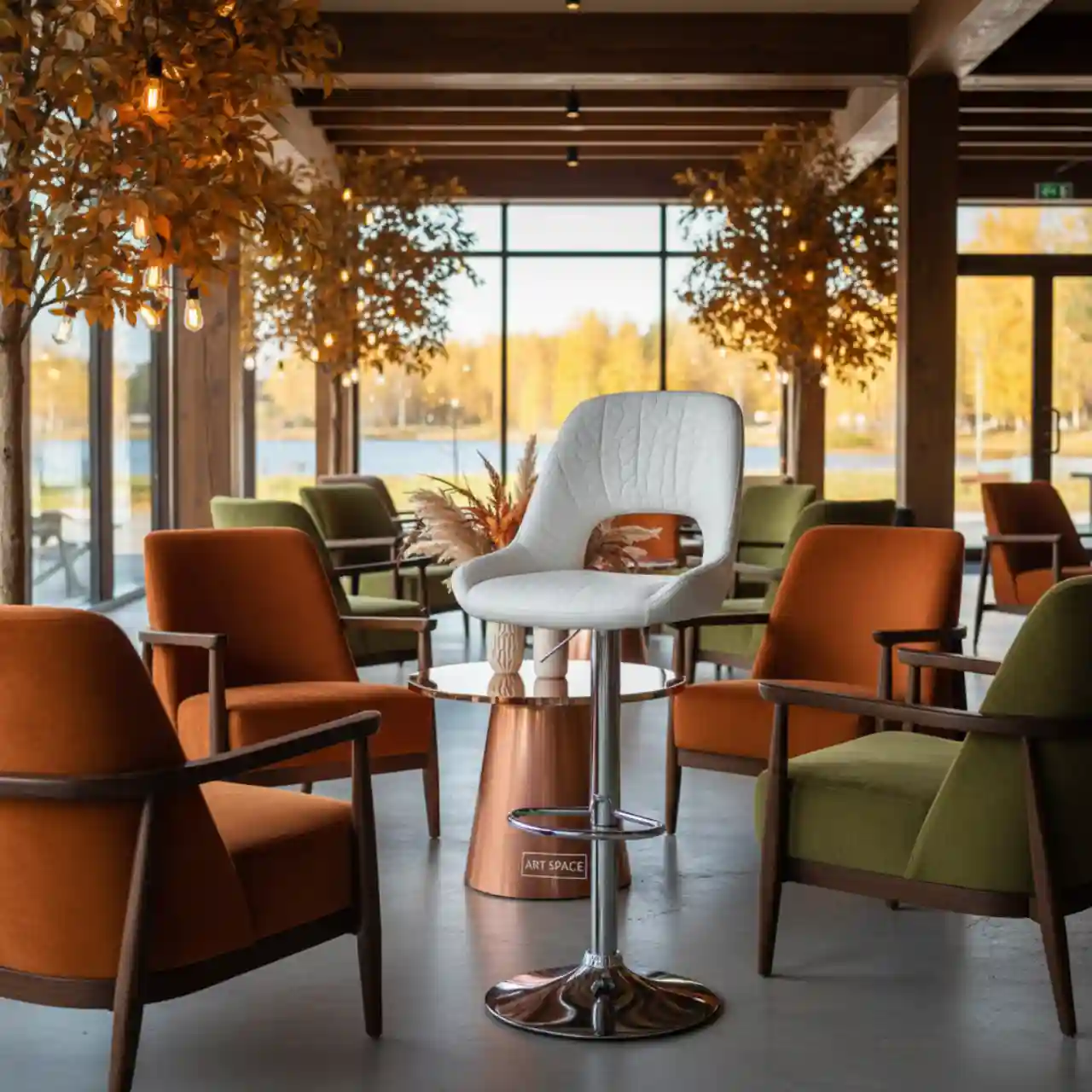 Стул барный Crack белый экокожа