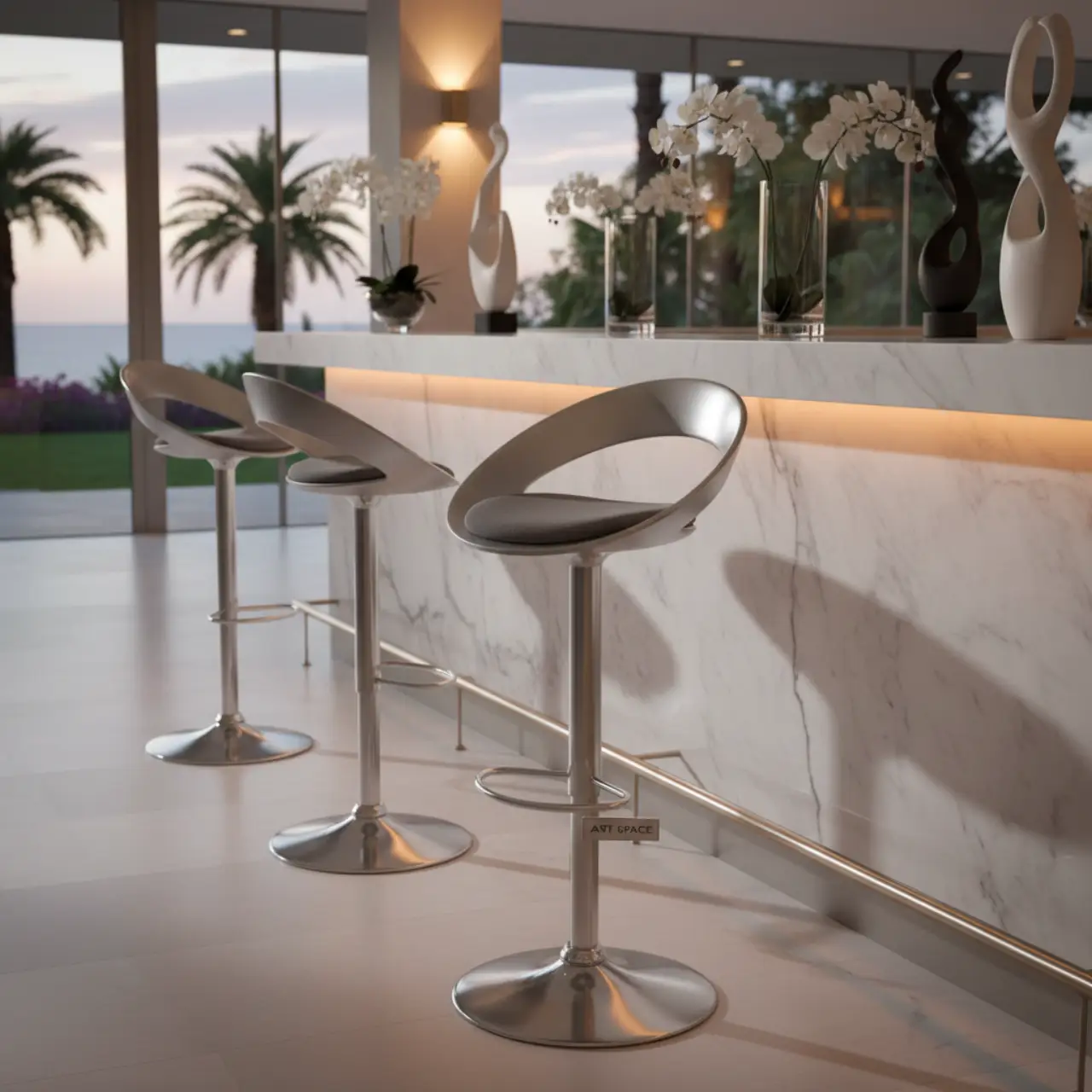 Стул барный Austin серебристый с серой сидушкой