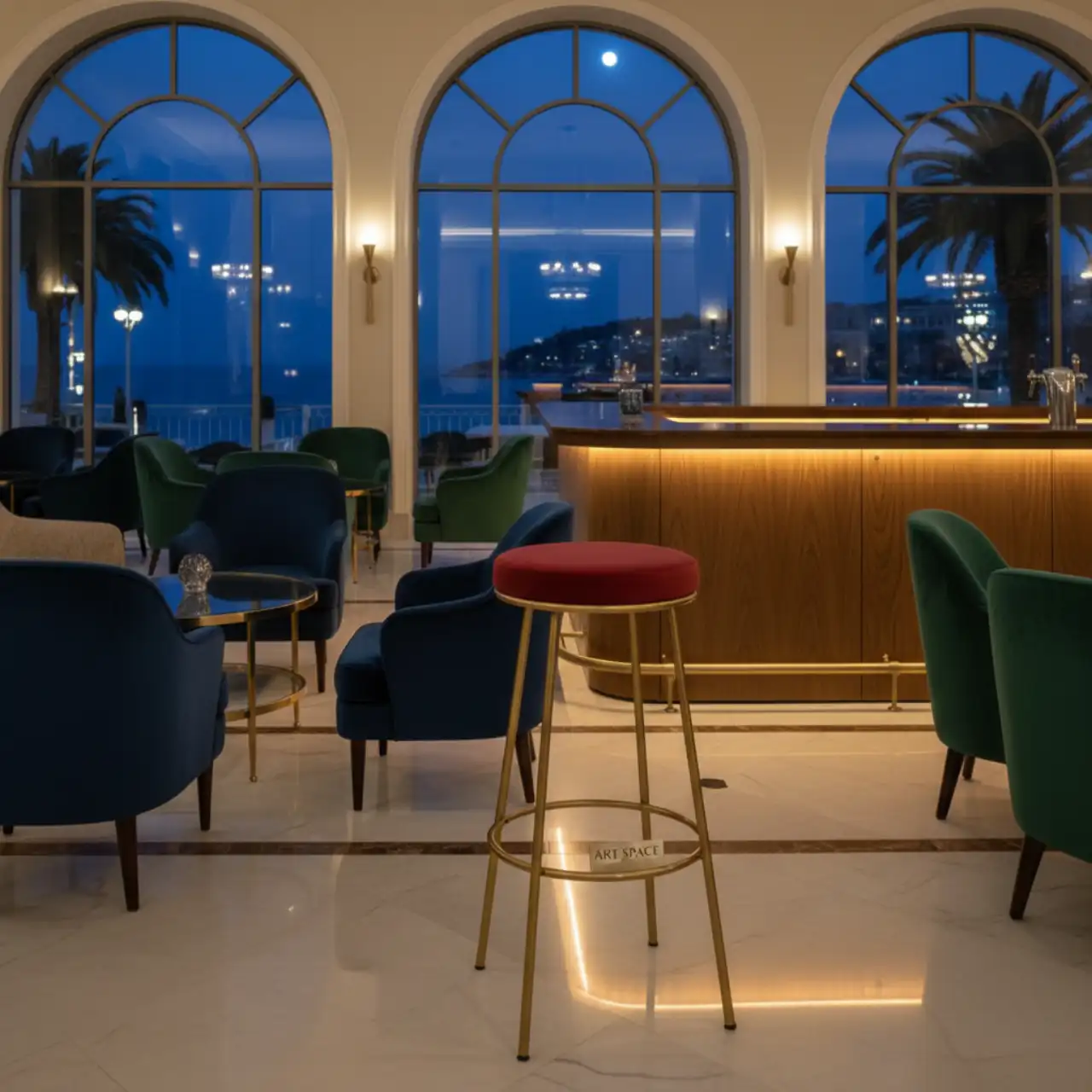 Стул барный Austin Red золотой с красной сидушкой