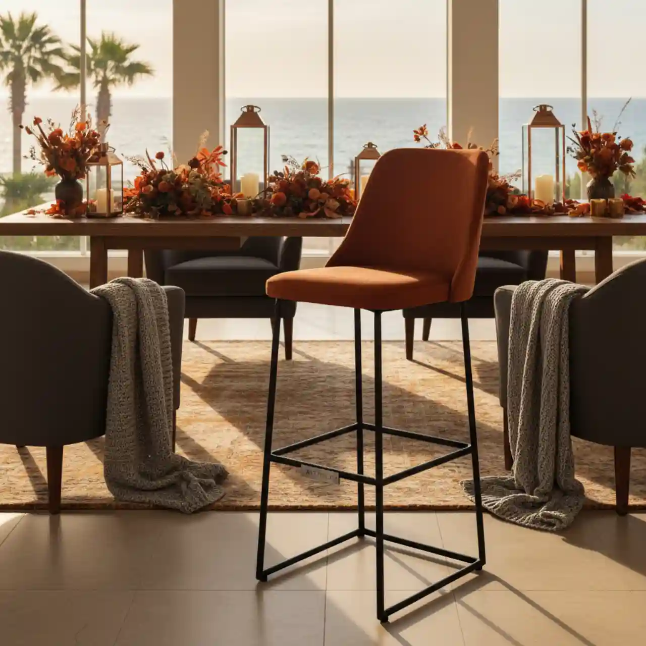 Барный стул черный металлический