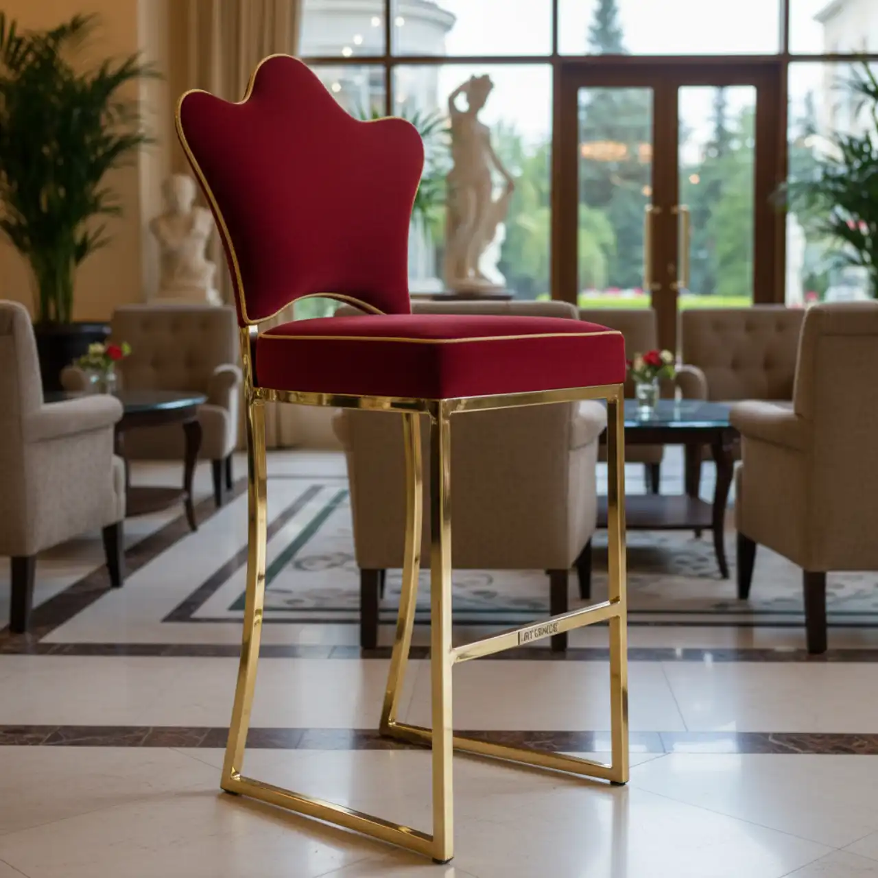 Барный стул Хит 20 мм золото красная корона